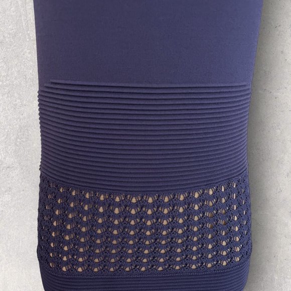 Reiss Lavender Blue Crochet Bandage Short Sleeve Bodycon Dress Size S UK 8/10 - Picture 2 of 6